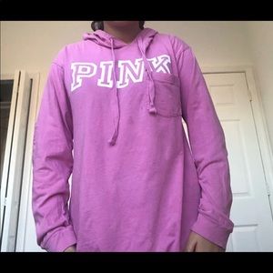 pink victorious secret long thin hoodie